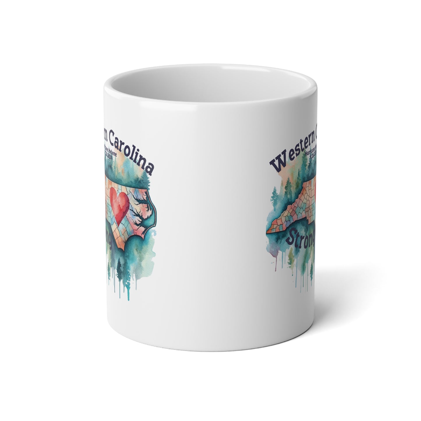Hurricane Helene Watercolor Western Carolina Jumbo Mug, 20oz