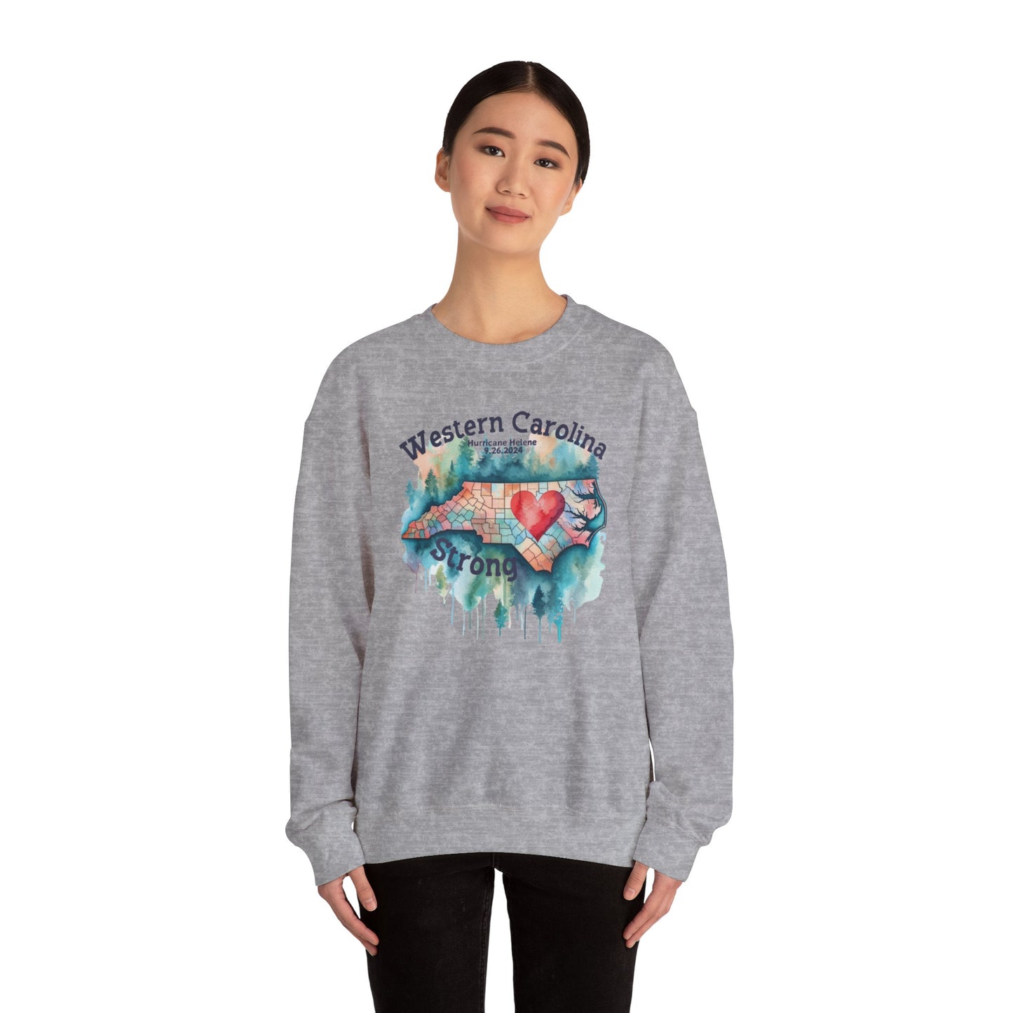 Hurricane Helene Watercolor Western Carolina Strong Unisex Crewneck Sweatshirt