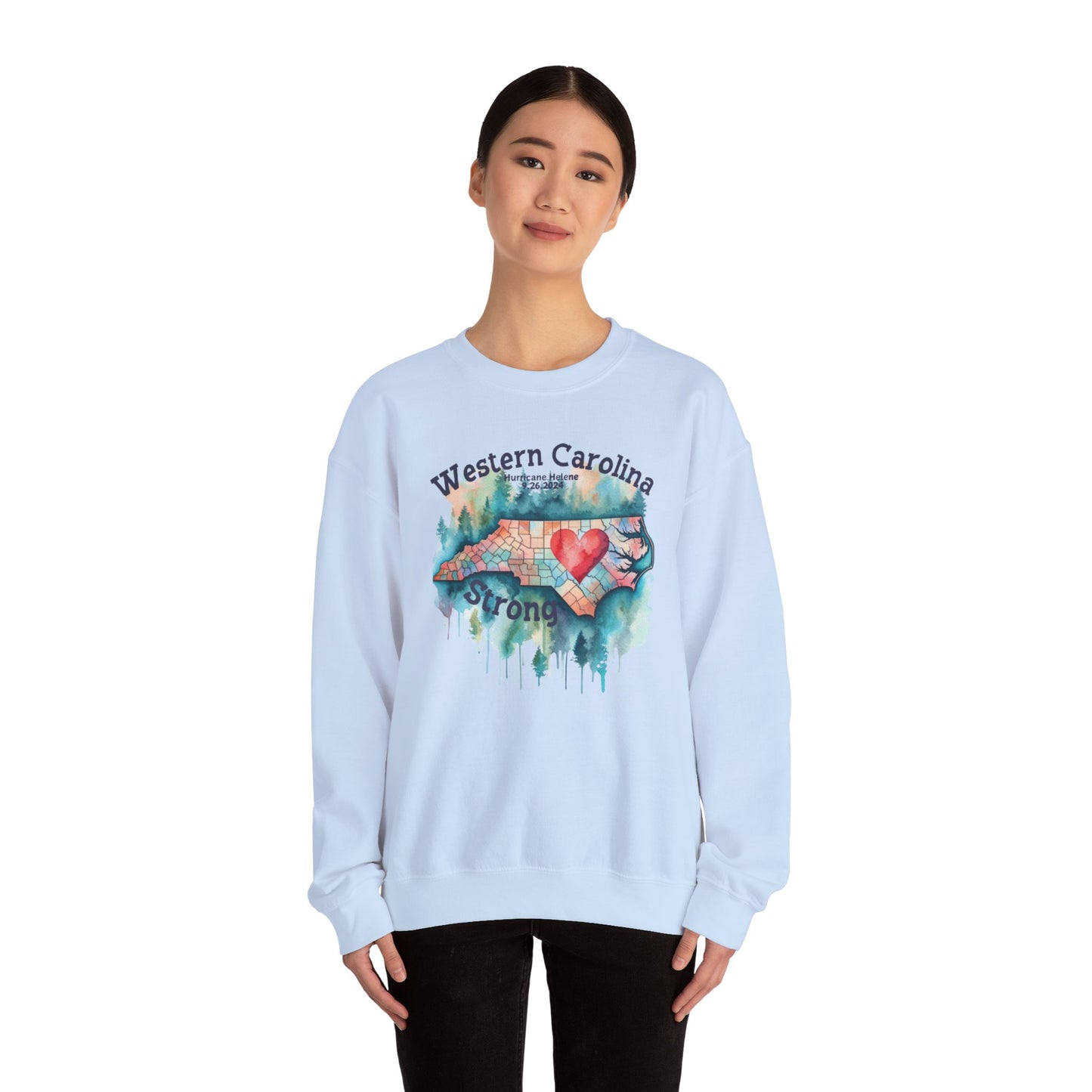 Hurricane Helene Watercolor Western Carolina Strong Unisex Crewneck Sweatshirt