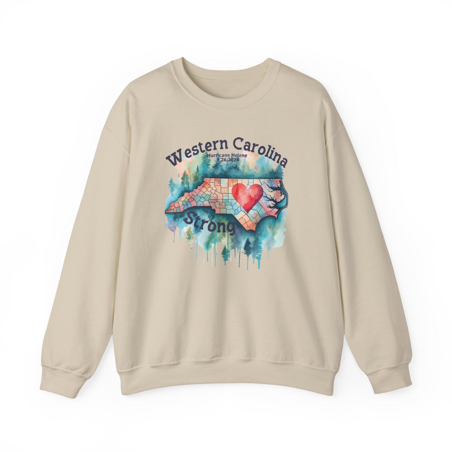 Hurricane Helene Watercolor Western Carolina Strong Unisex Crewneck Sweatshirt