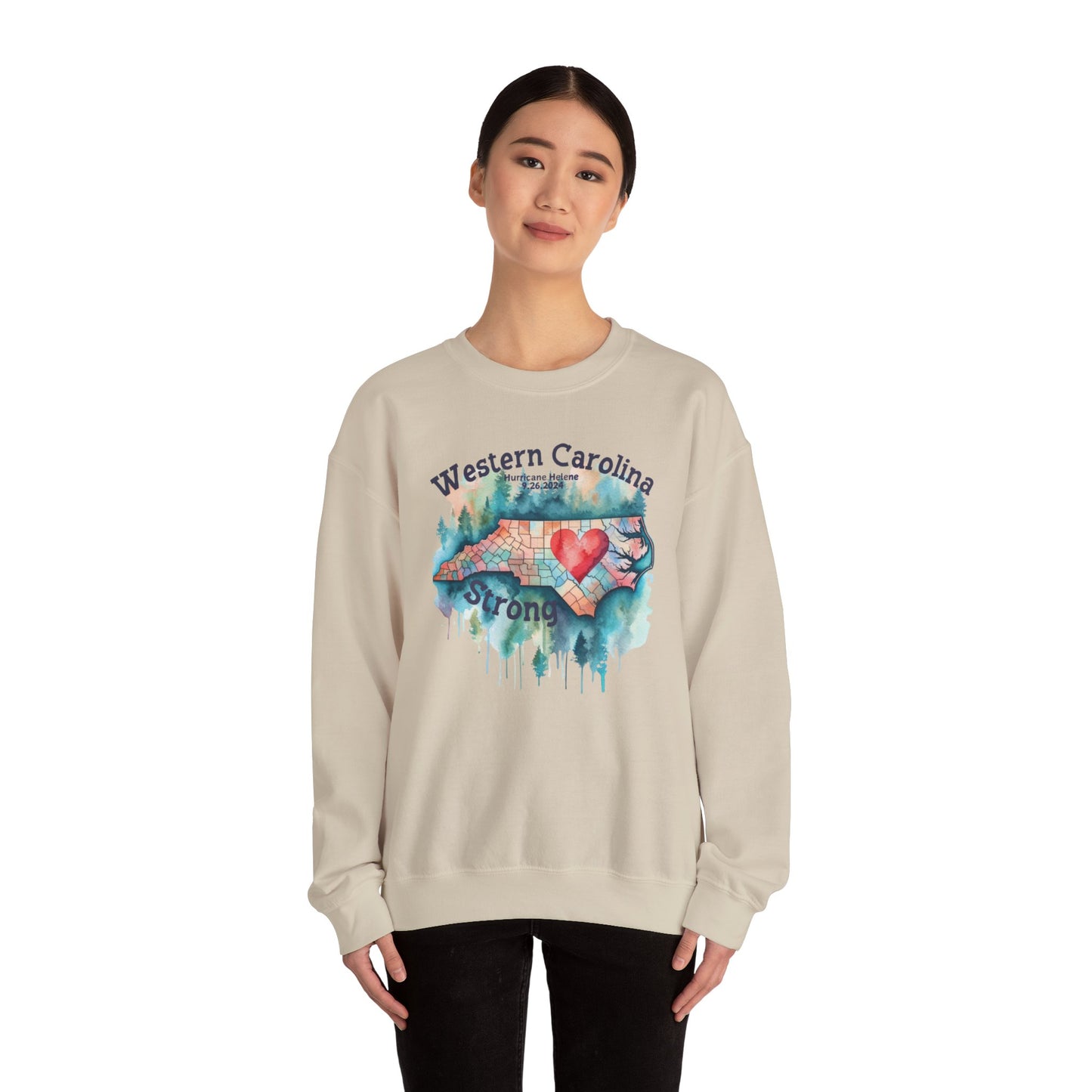 Hurricane Helene Watercolor Western Carolina Strong Unisex Crewneck Sweatshirt