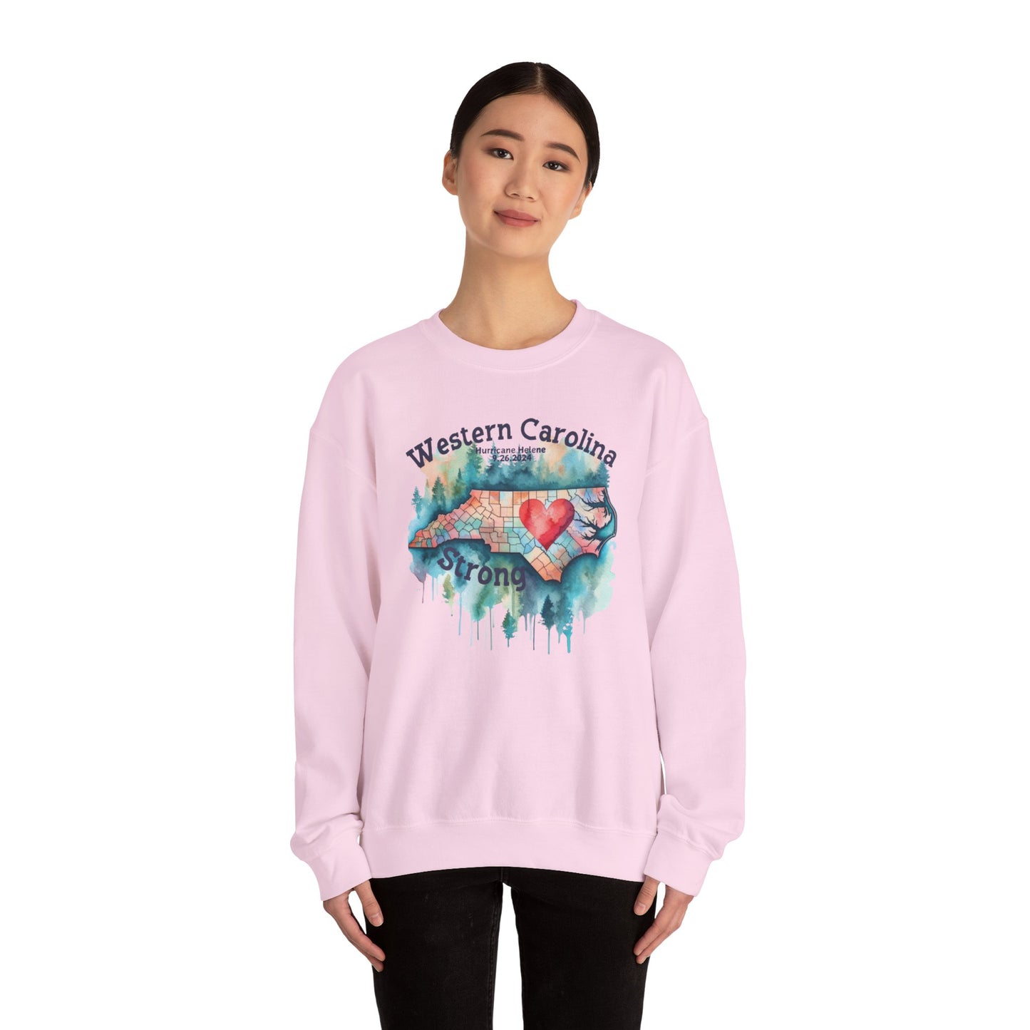 Hurricane Helene Watercolor Western Carolina Strong Unisex Crewneck Sweatshirt