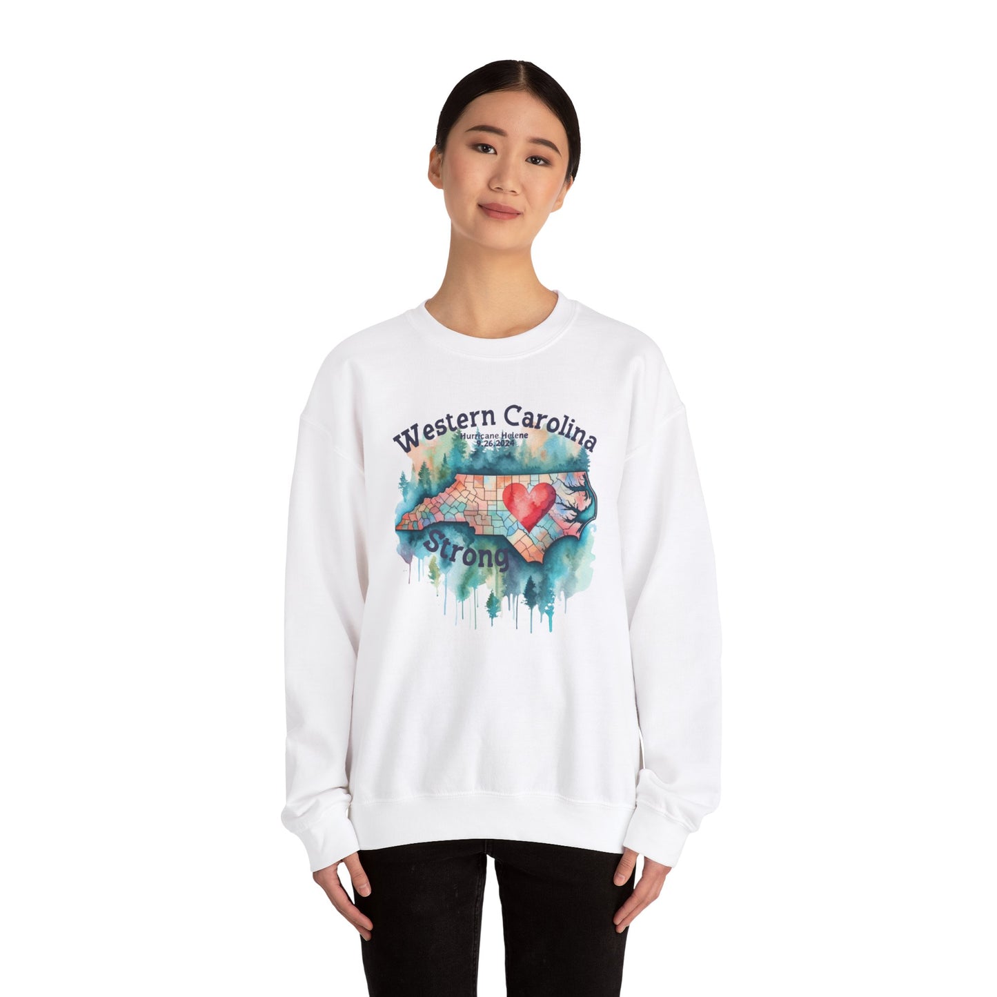 Hurricane Helene Watercolor Western Carolina Strong Unisex Crewneck Sweatshirt