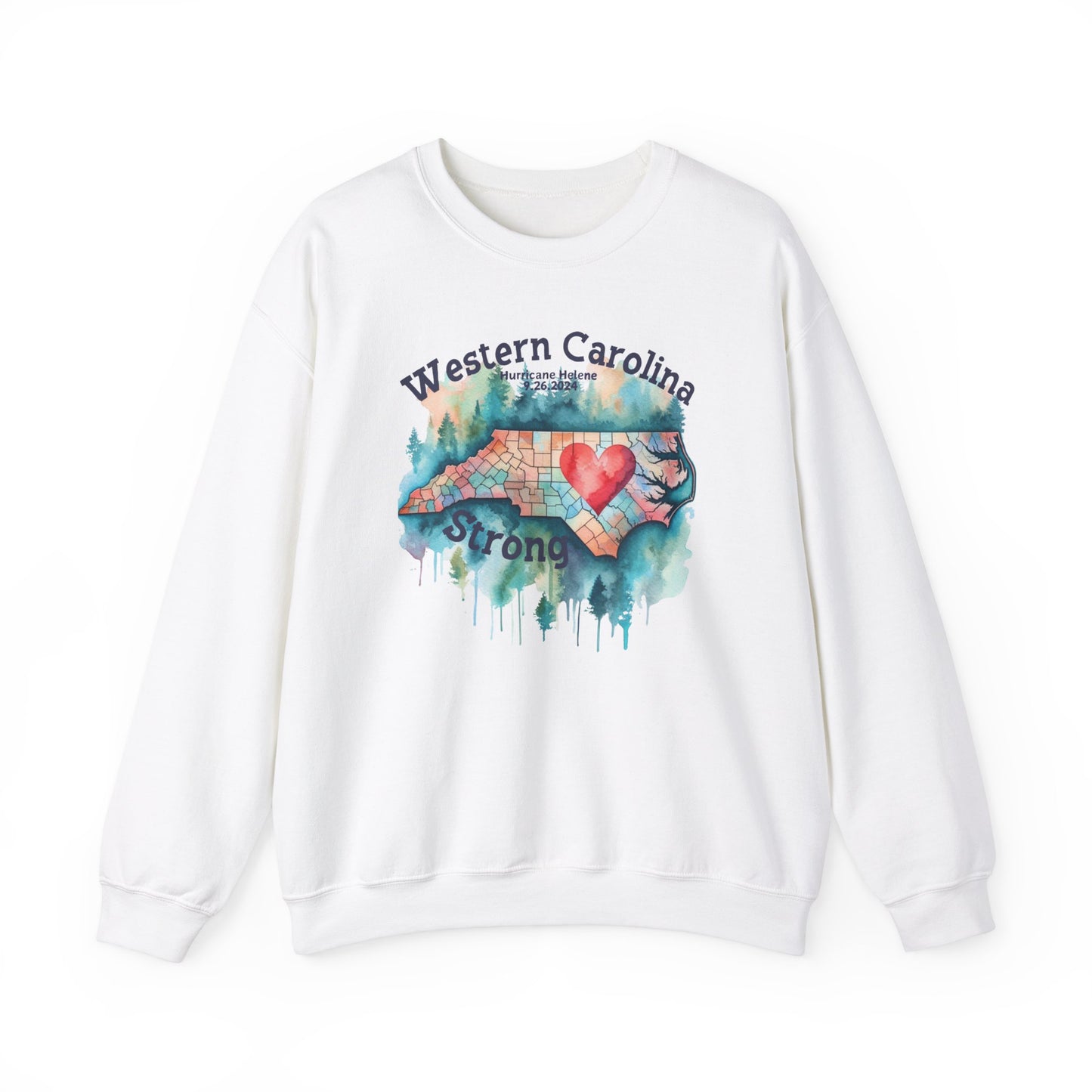 Hurricane Helene Watercolor Western Carolina Strong Unisex Crewneck Sweatshirt